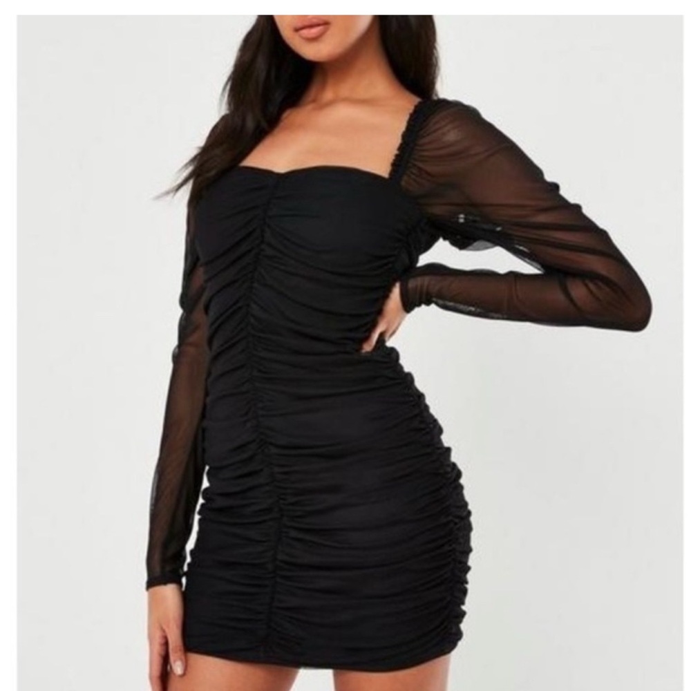 Missguided+ Black Ruched Bodycon Dress